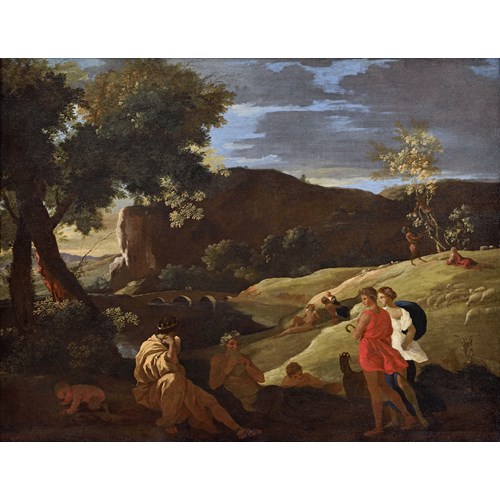 “An Arcadian Landscape with stories from the legends of Pan and Bacchus”